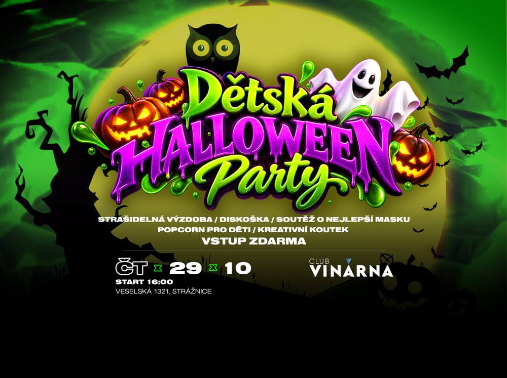 Plakát akce DĚTSKÁ HALLOWEEN PARTY