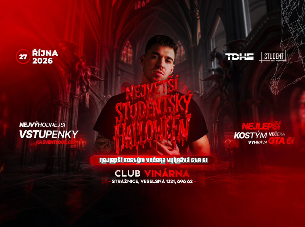 Plakát akce NEJVĚTŠÍ STUDENTSKÝ HALLOWEEN