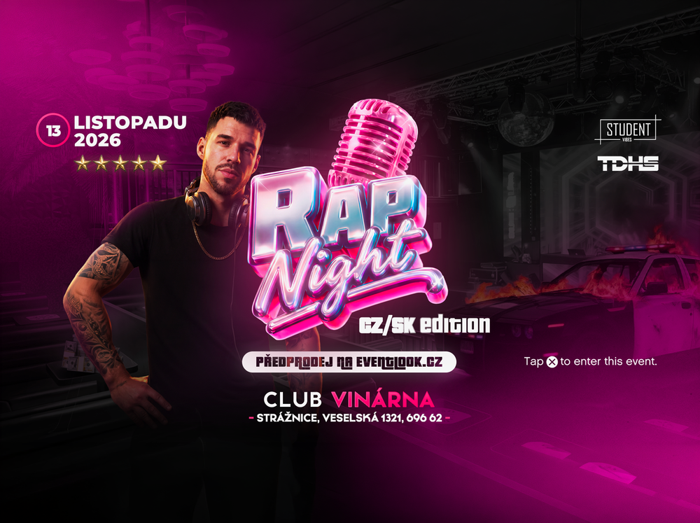 Plakát akce CZ/SK RAP NIGHT - STUDENTVIBES